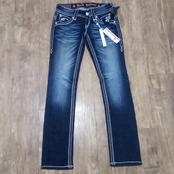 Rock Revival Women's 26 Straight Heather Embellished Shimmer NWT - Picture 5 of 12